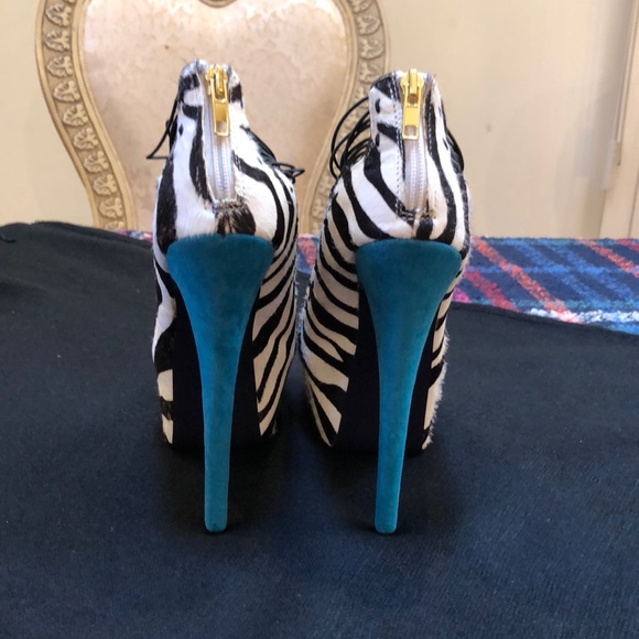 London Trash Zebra Print Platform Pumps - Picture 3 of 8